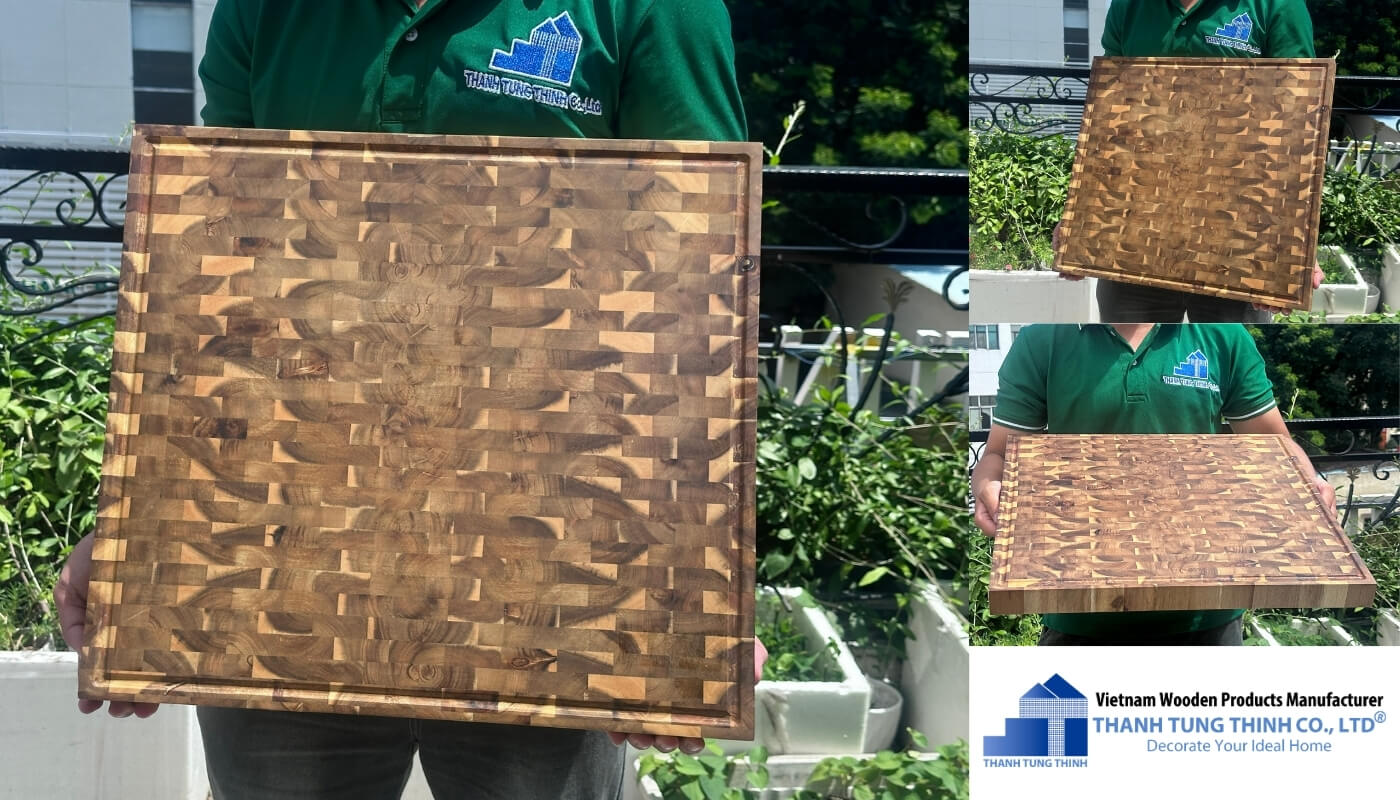Teak End Grain Cutting Board with durable end grain wood construction