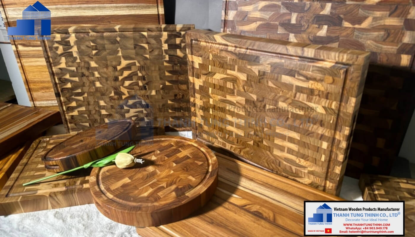 Teak End Grain Cutting Board in multiple sizes shapes and thicknesses