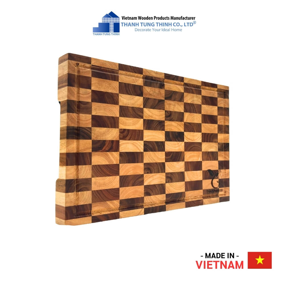Premium Teak and Rubberwood Checkerboard Cutting Board For Kitchen, Decor and Gifts | 01