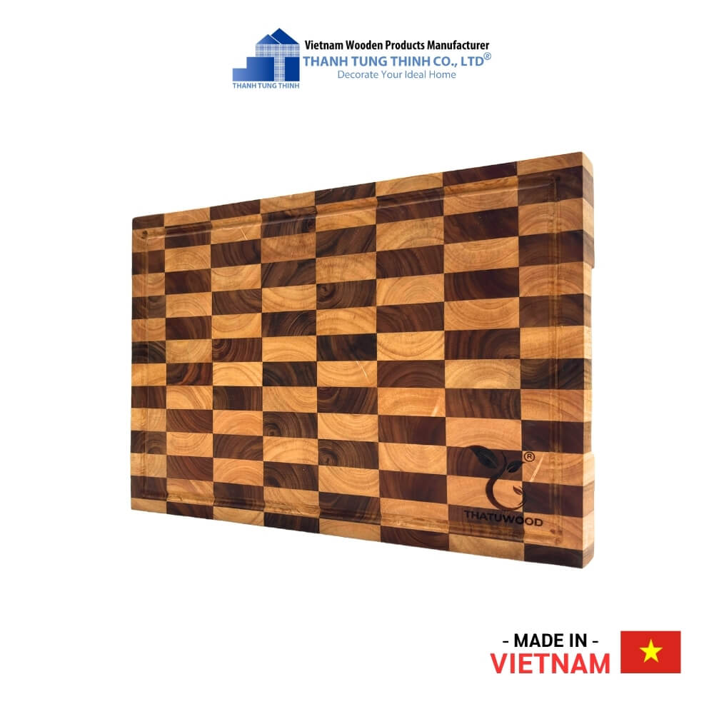 Premium Teak and Rubberwood Checkerboard Cutting Board For Kitchen, Decor and Gifts | 02