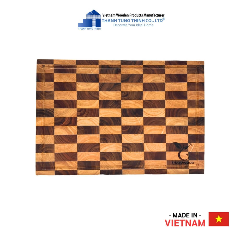 Premium Teak and Rubberwood Checkerboard Cutting Board For Kitchen, Decor and Gifts