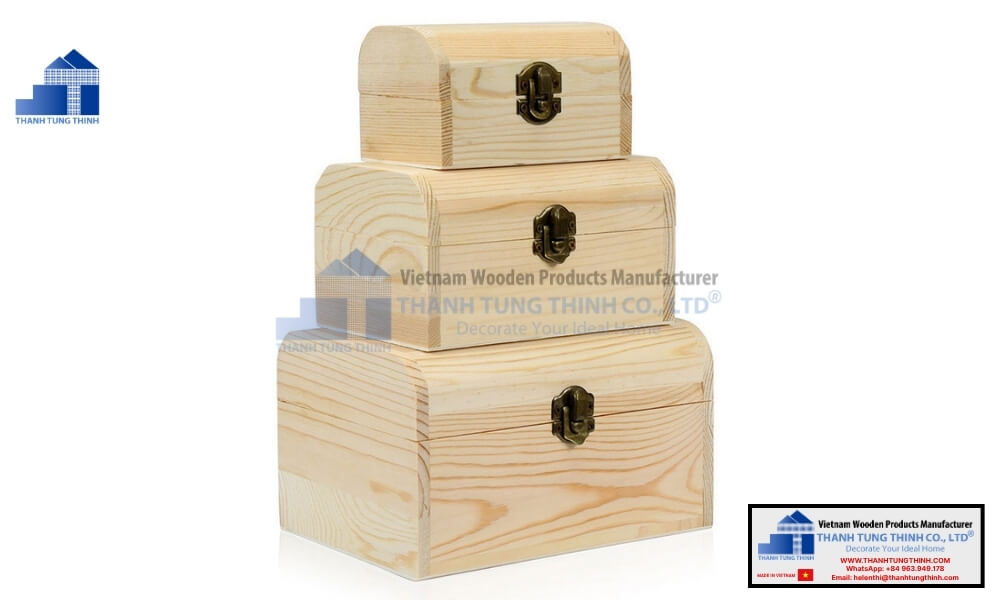 stacked vintage chest style plain wooden jewelry boxes wholesale