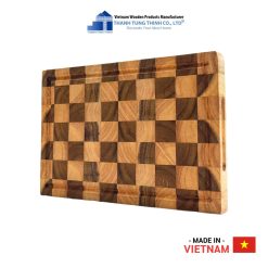 Teak and Rubberwood Square Checkerboard Cutting Board For Kitchen, Decor and Gifts | 01