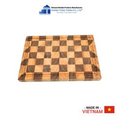 Teak and Rubberwood Square Checkerboard Cutting Board For Kitchen, Decor and Gifts | 03
