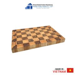 Teak and Rubberwood Square Checkerboard Cutting Board For Kitchen, Decor and Gifts | 05