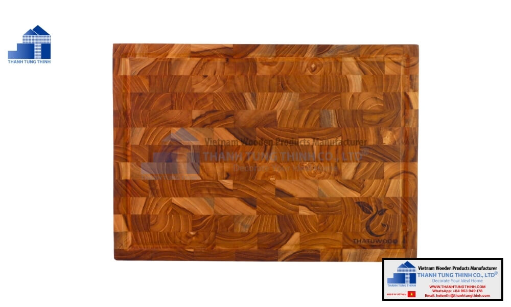 Natural teak wood best end-grain wooden cutting boards for professional kitchens