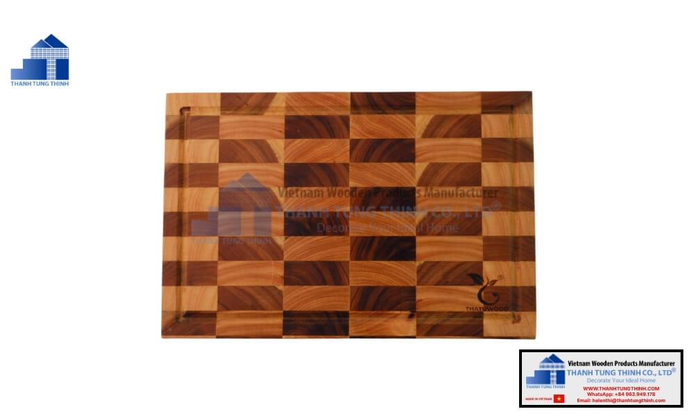 Teak and rubberwood checkerboard best end-grain wooden cutting boards