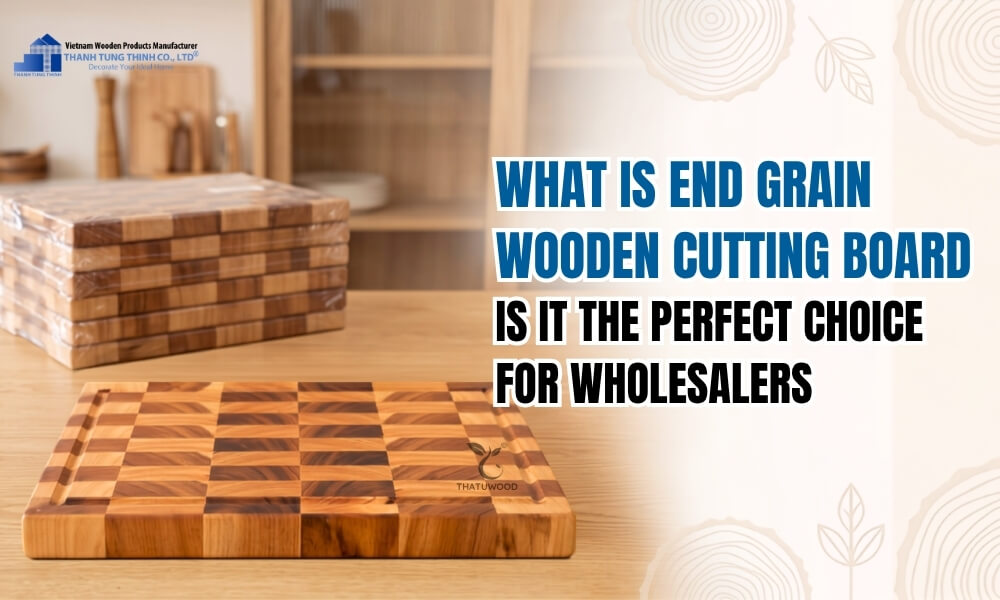 Close up view of wooden cutting board with natural wood grain