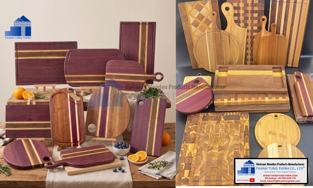 Diverse collection of premium edge grain vs end grain cutting board products