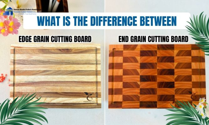 Side by side comparison of edge grain vs end grain cutting board models